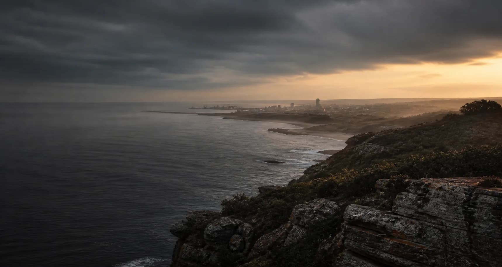 A subdued view across the Gqeberha coastline and Algoa Bay