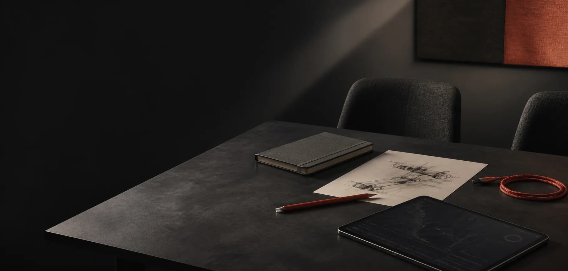A quiet technical meeting table prepared for a practical project conversation